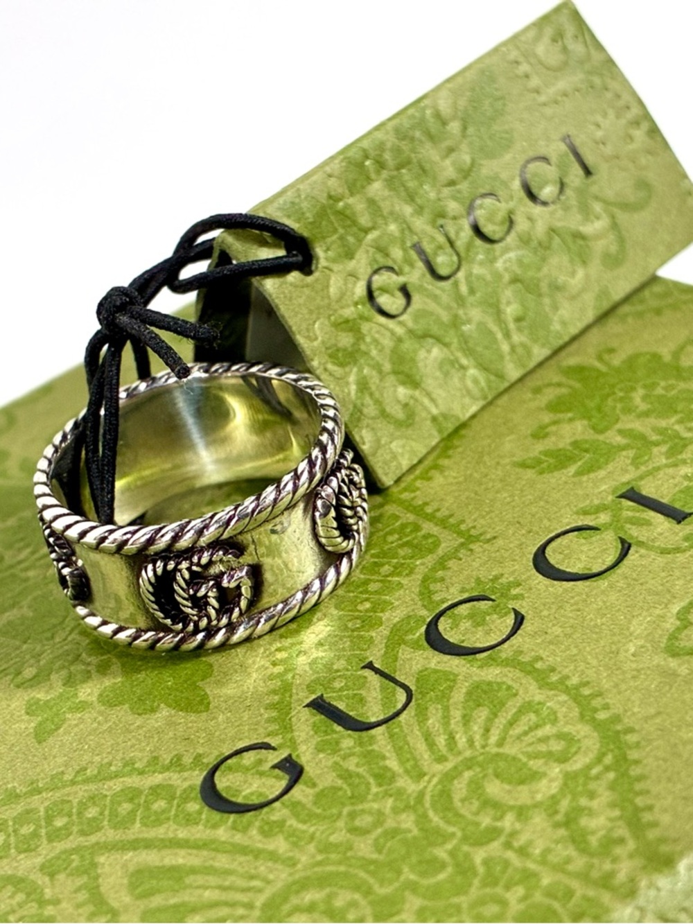 Gucci GG Marmont Band Wide 925 Ring Sterling Silver 6.75 14 NEW - Picture 5 of 17